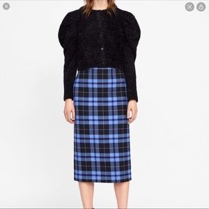 Zara blue plaid skirt